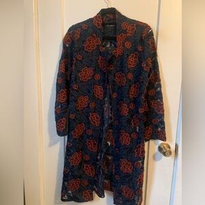 DRIFTWOOD Blue and orange embroidered Floral Duster/cardigan